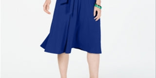 Vestido midi de festa feminino Charter Club Fit &amp; Flare, azul, tamanho X-S