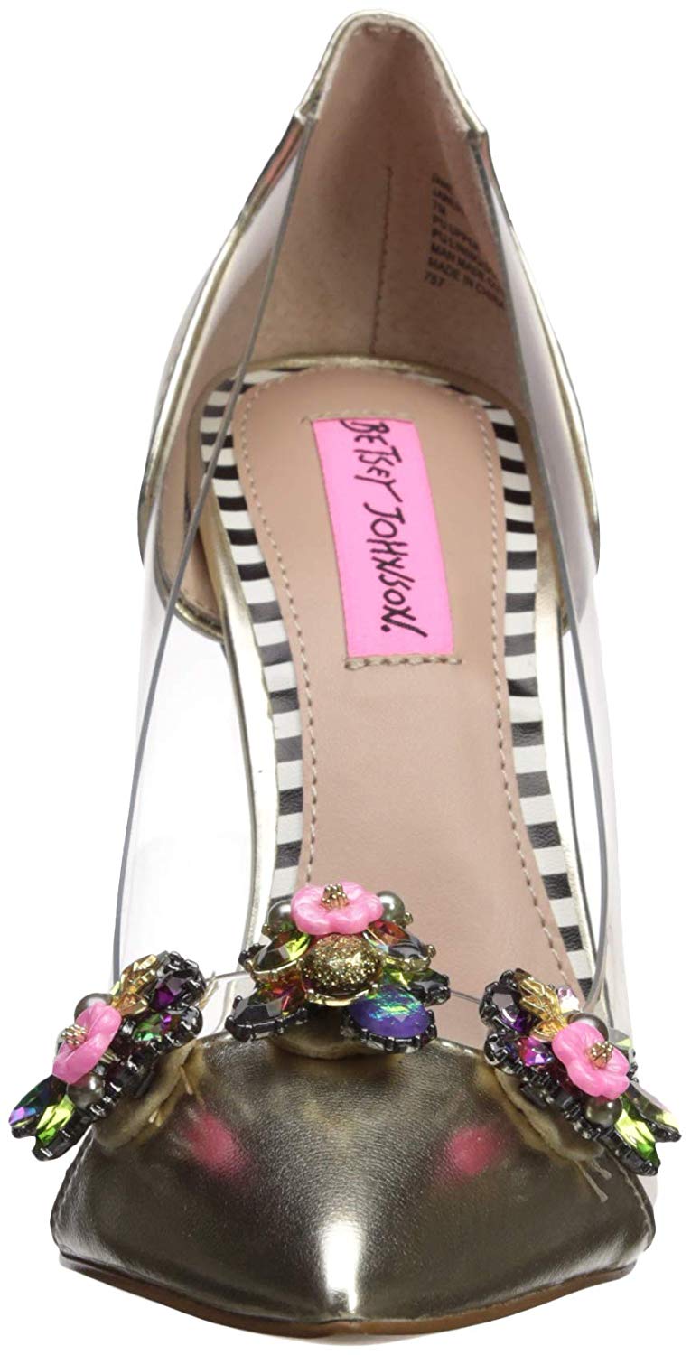 Sandálias femininas Betsey Johnson Jane Fabric bico fino para ocasiões especiais, amarelas, tamanho 7,5