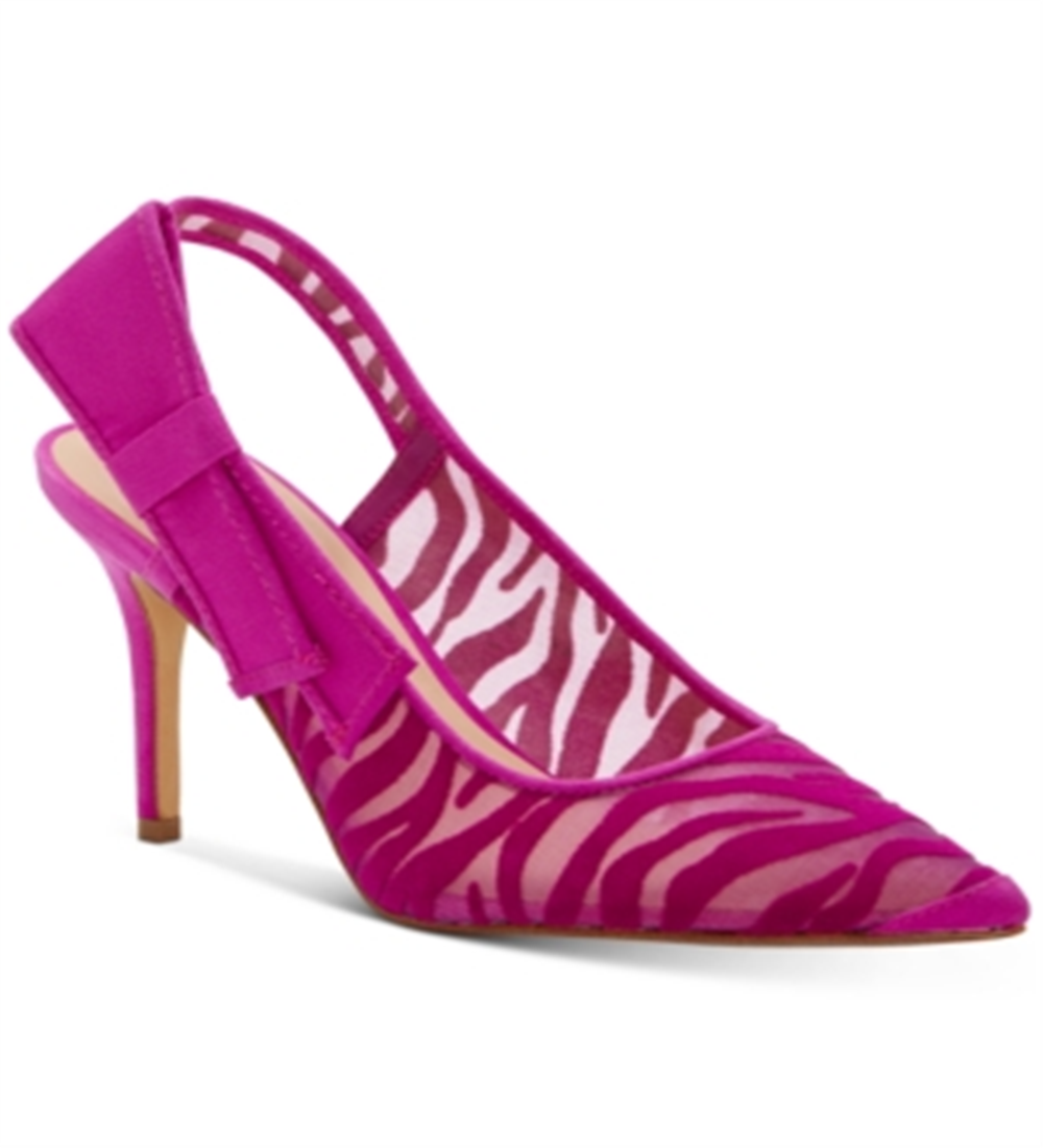 INC Feminino Rosa Zebra Estampa Malha Laço Acolchoado Coletta Bico Fino Stiletto Slip On Slingback Roxo Tamanho 8 M