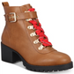 Material Girl Botas femininas com zíper e salto bloco e bico redondo, marrom, tamanho 7 M