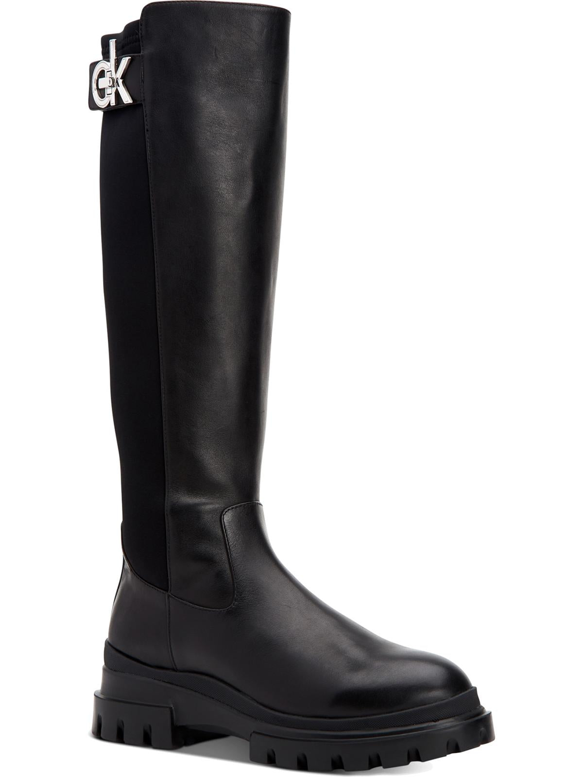 Calvin Klein Lonie Chunky Tall Botas de Equitação Femininas Pretas Tamanho 9 Médio