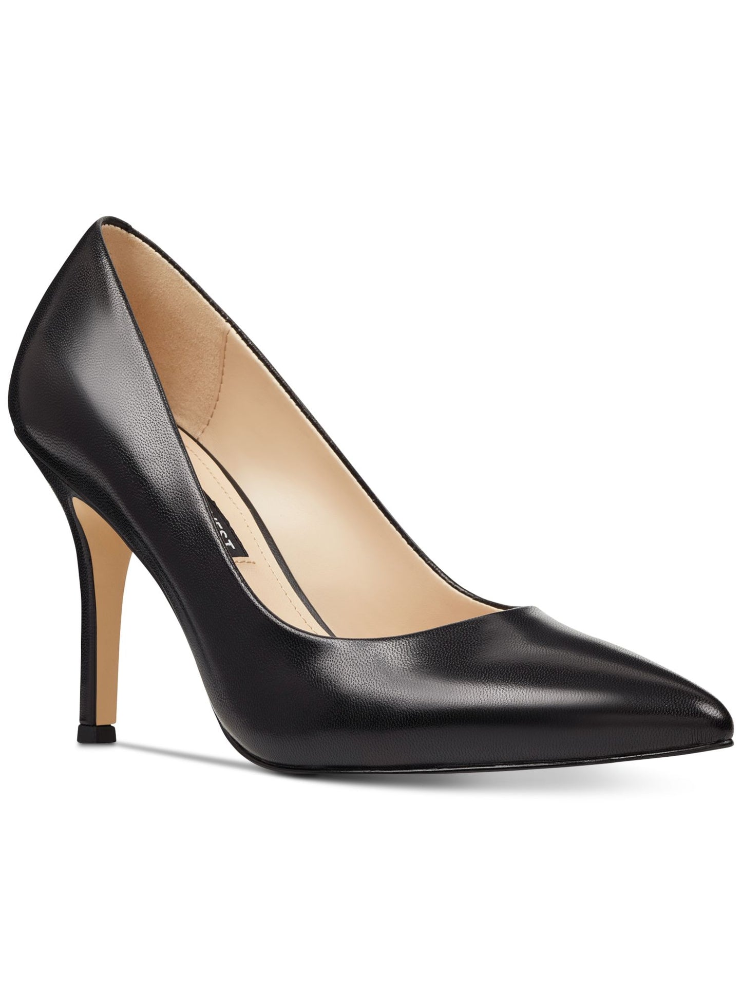 NINE WEST Salto alto feminino com salto agulha e bico fino, salto fino, couro, preto, tamanho 8 M
