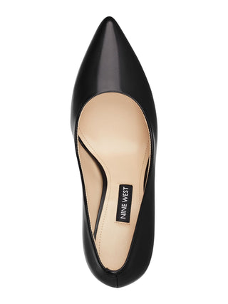 NINE WEST Salto alto feminino com salto agulha e bico fino, salto fino, couro, preto, tamanho 8 M