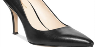 NINE WEST Salto alto feminino com salto agulha e bico fino, salto fino, couro, preto, tamanho 8 M