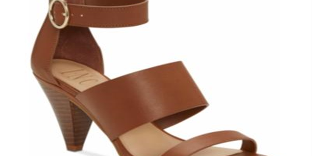 INC International Concepts Vestido Feminino com Alças, Almofadado, Gavi, Biqueira Amêndoa, Salto Cônico e Zíper, Marrom, 7,5 M