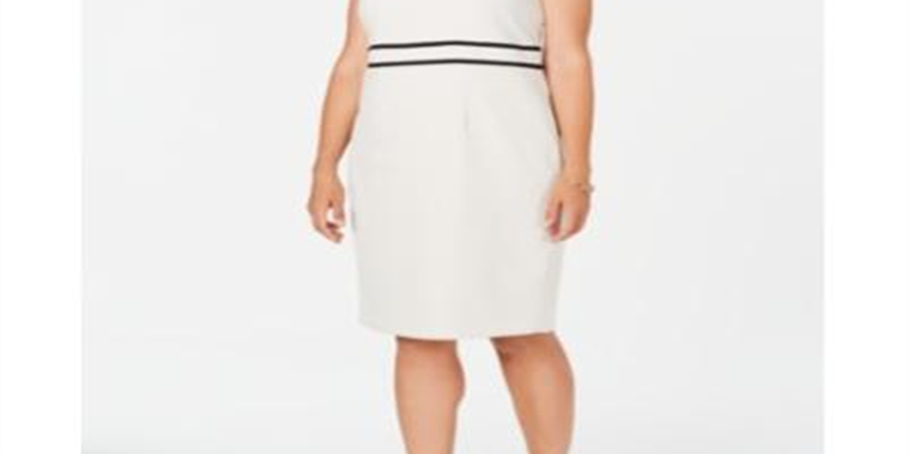 Vestido justo de crepe plus size feminino Kasper, branco, tamanho 14 W