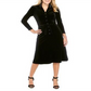 Vestido de camisa midi com gola e manga 3/4 Anne Klein feminino, preto, tamanho 6, para usar no trabalho