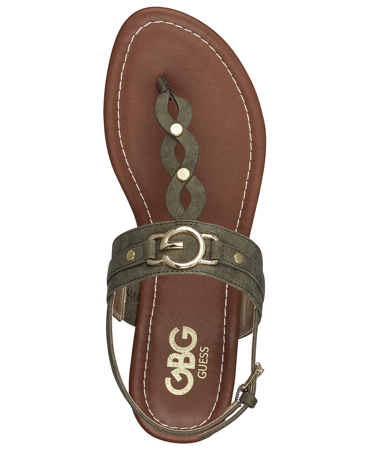 Sandálias femininas Guess Links com bico aberto, casuais, estilo slingback, verde, tamanho 5 M