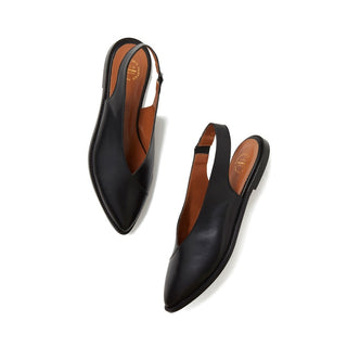Sapatos femininos ATP Atelier Bee Slingback Flats Pretos Tamanho 35