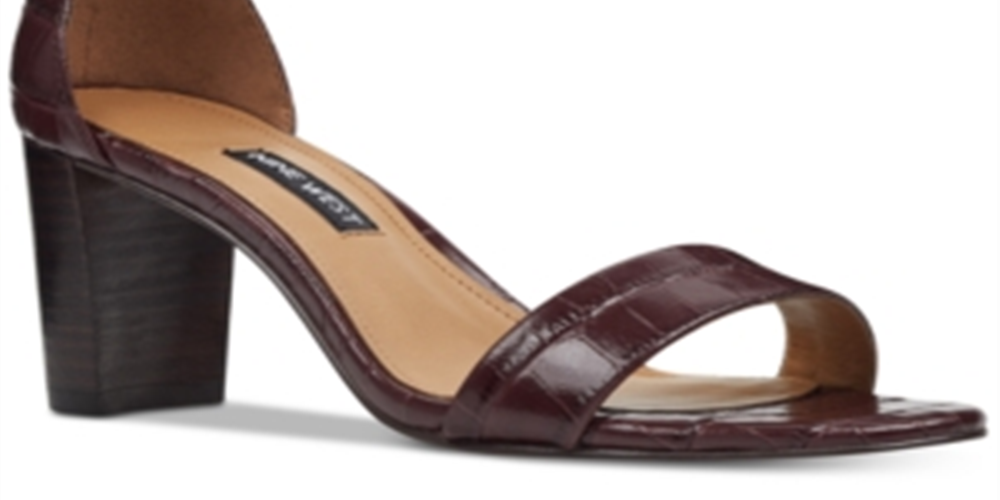 Sandálias femininas Nine West Russet Pruce Suede Sandália Marrom Tamanho 7,5 M
