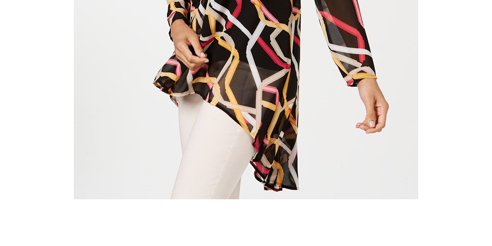 Túnica Alfani Feminina Estampada Alta Baixa Preta Tamanho M