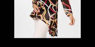 Túnica Alfani Feminina Estampada Alta Baixa Preta Tamanho M