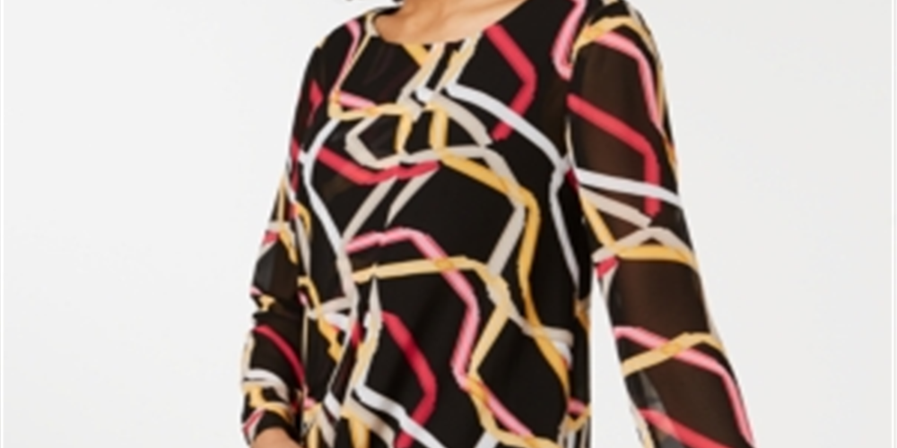 Túnica Alfani Feminina Estampada Alta Baixa Preta Tamanho M