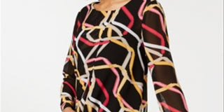 Túnica Alfani Feminina Estampada Alta Baixa Preta Tamanho M