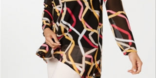 Túnica Alfani Feminina Estampada Alta Baixa Preta Tamanho M