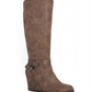 Botas femininas American Rag Kyle Buckle Wedges de cano alto, tamanho 6,5 M, cinza-claro