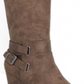Botas femininas American Rag Kyle Buckle Wedges de cano alto, tamanho 6,5 M, cinza-claro