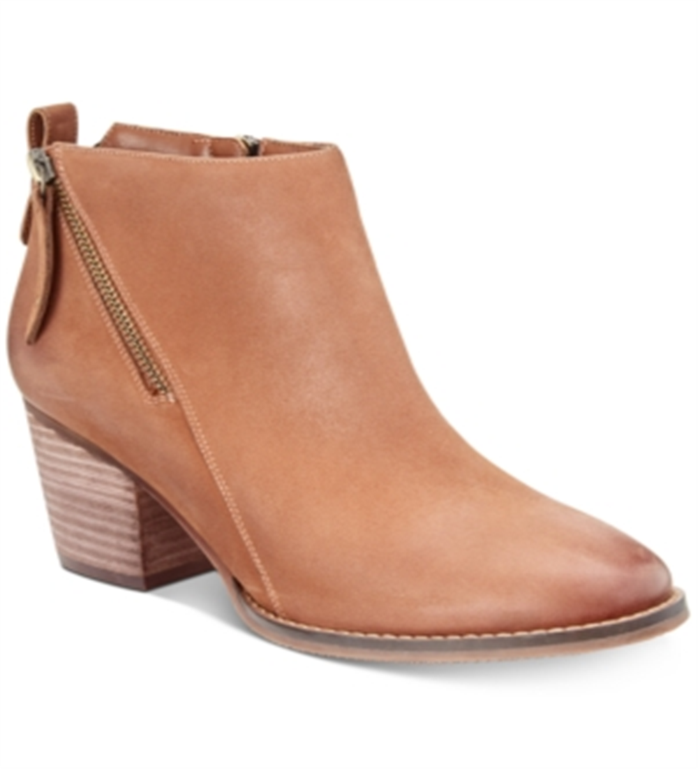 Botas femininas estilo ocidental acolchoadas, à prova d'água e com zíper, estilo Nancy, bico amendoado, salto alto, marrom, tamanho 6 M