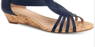 Charter Club Ginifur Sandálias femininas abertas com tiras casuais, tamanho 8 M, azul