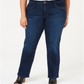 Jeans feminino estilo &amp; co com controle de barriga, perna reta, azul, tamanho 14W