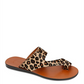 Sandália feminina Kenneth Cole com estampa de animal, anel de dedo, palmilha redonda, tira de couro, bege, 7,5 m