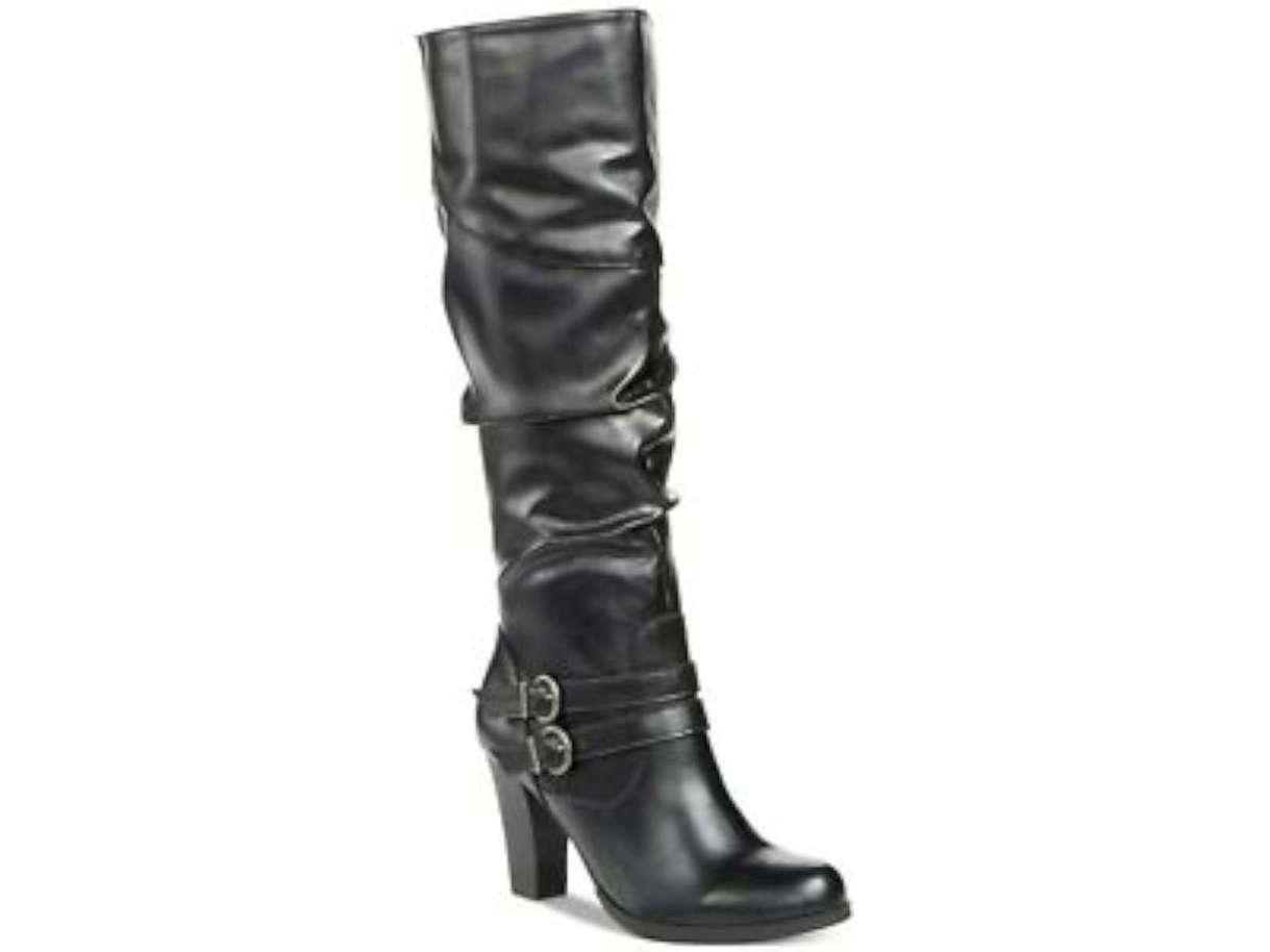Botas femininas estilo &amp; co, bico amendoado, cano alto, pretas, tamanho 9m