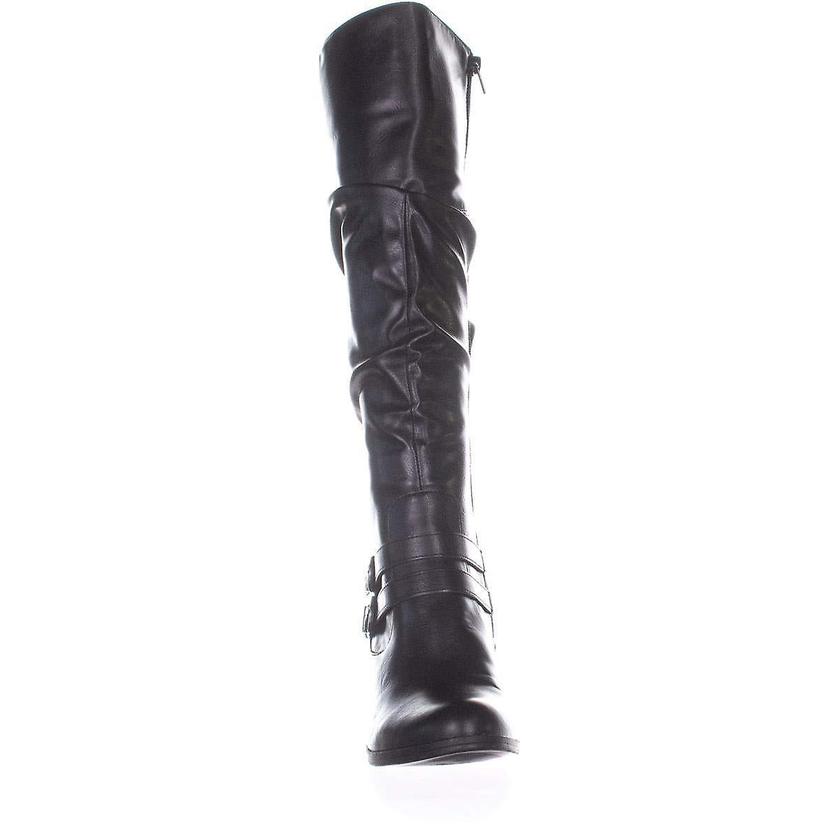 Botas femininas estilo &amp; co, bico amendoado, cano alto, pretas, tamanho 9m