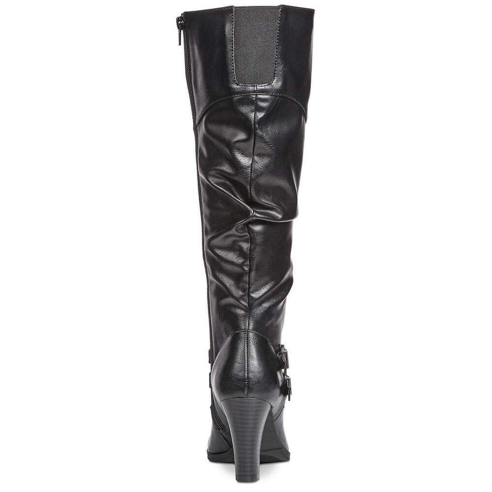 Botas femininas estilo &amp; co, bico amendoado, cano alto, pretas, tamanho 9m