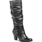 Botas femininas estilo &amp; co, bico amendoado, cano alto, pretas, tamanho 9m