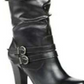 Botas femininas estilo &amp; co, bico amendoado, cano alto, pretas, tamanho 9m