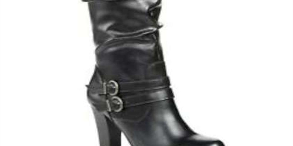 Botas femininas estilo &amp; co, bico amendoado, cano alto, pretas, tamanho 9m