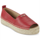 Sandálias femininas DKNY Mer Leather com bico aberto e alpargatas casuais, vermelhas, tamanho 8,5