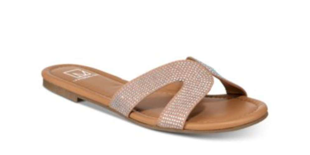 Material Girl Sandálias Femininas Acelina Fabric com Biqueira Aberta Casual Slide Rosa Tamanho 6 M