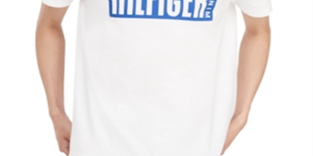 Camiseta Tommy Hilfiger Masculina com Logo e Gola Redonda Branca, Tamanho Médio