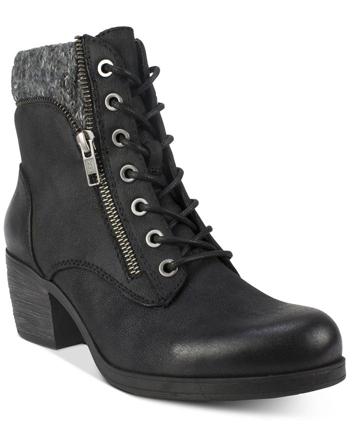 Bota feminina White Mountain Stuart com cadarço, preta, tamanho 6 M