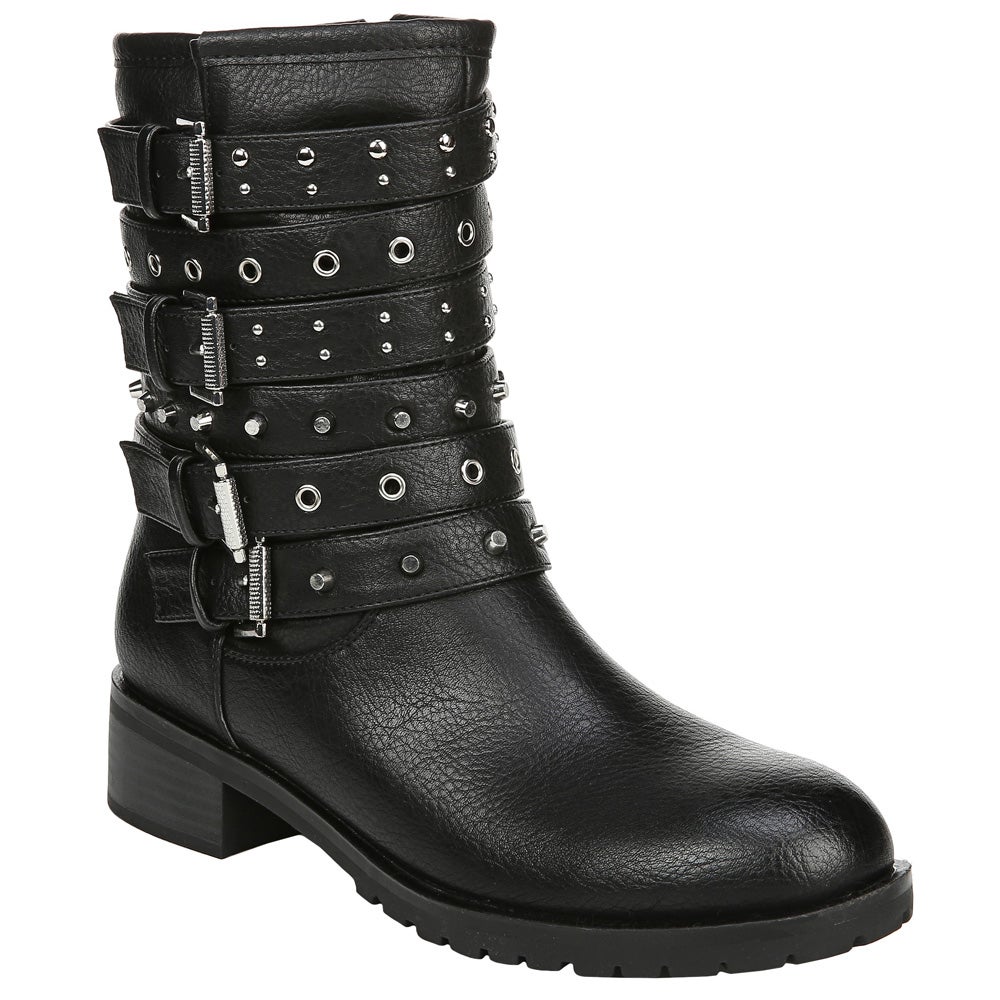 Botas de combate femininas Fergalicious, pretas, tamanho 6