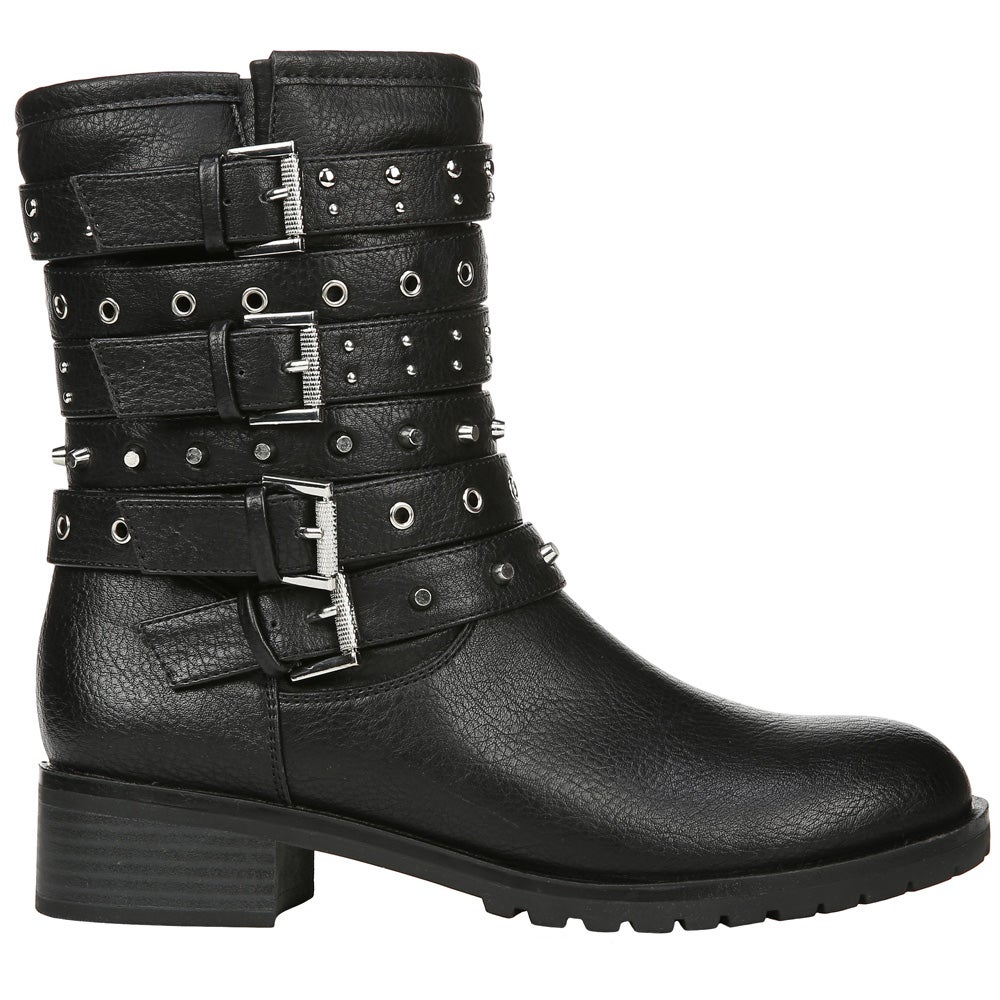 Botas de combate femininas Fergalicious, pretas, tamanho 6