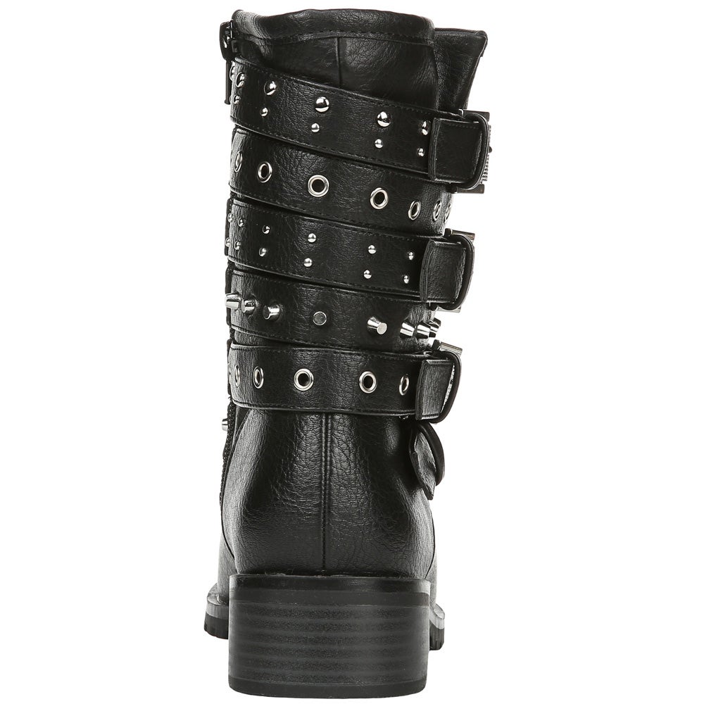 Botas de combate femininas Fergalicious, pretas, tamanho 6