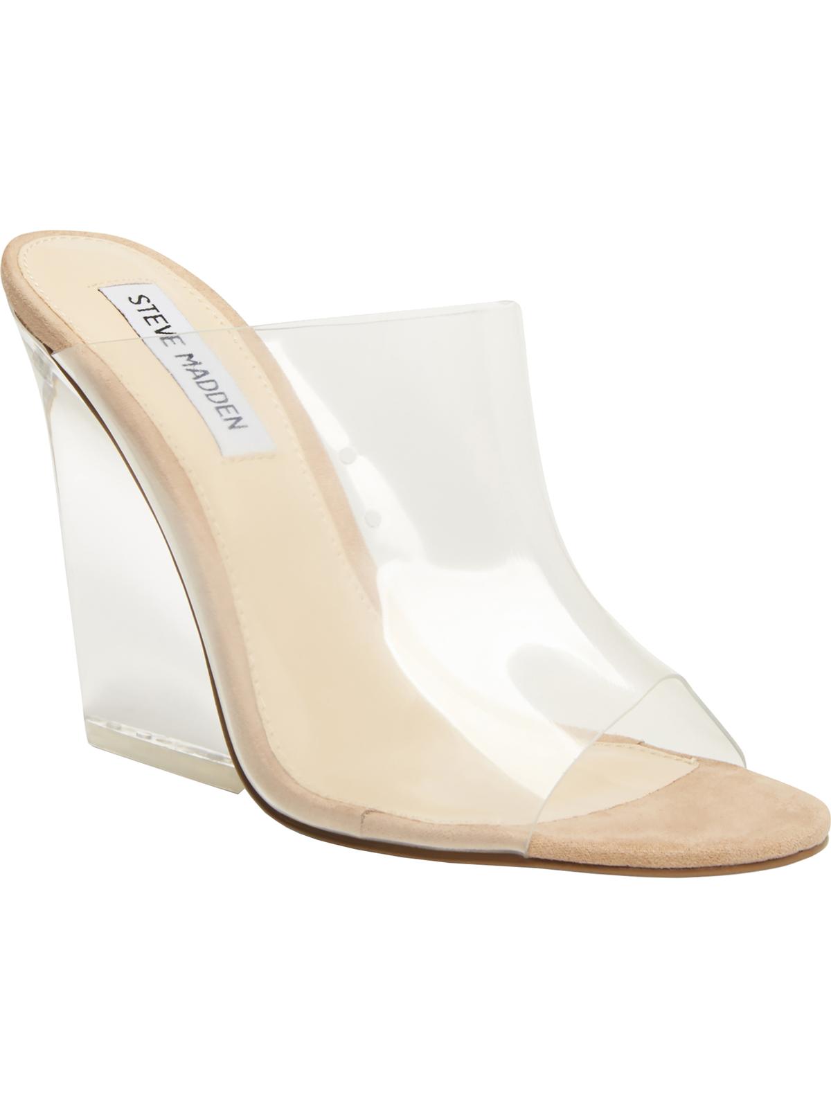 Sandálias femininas Steve Madden Evolve Open Toe Slide Wedge Marrom Tamanho 8,5 M