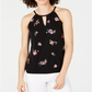 INC International Concepts Top Halter Feminino com Bainha Bolha Embelezada, Preto, Tamanho Pequeno G
