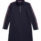 Vestido feminino Tommy Hilfiger de gola alta adaptável com fecho frontal de meio zíper, azul, tamanho grande