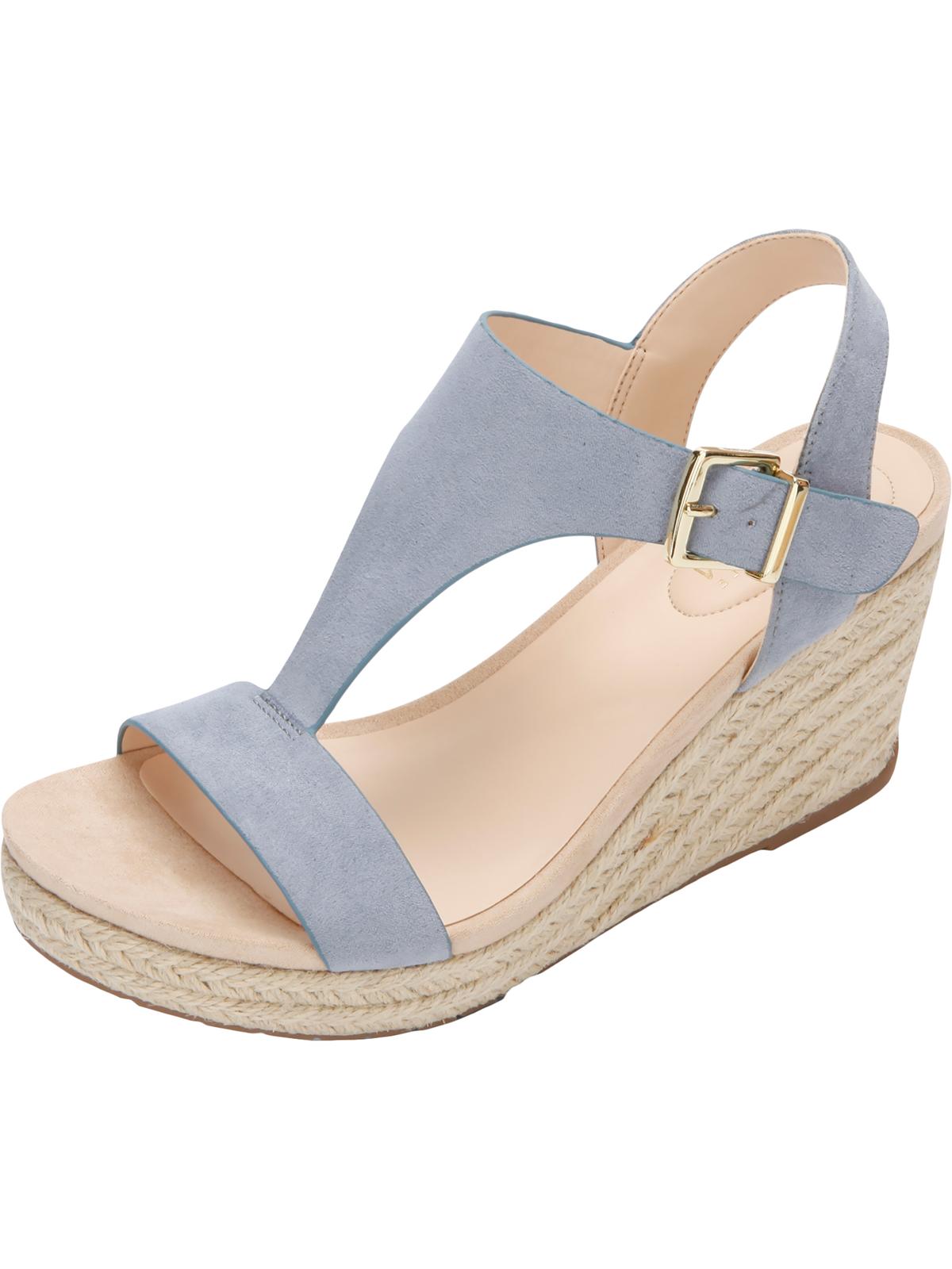 Kenneth Cole Reaction Feminino Card Solid T-Strap Espadrille Salto Alto Azul Tamanho 11 M