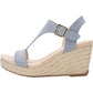 Kenneth Cole Reaction Feminino Card Solid T-Strap Espadrille Salto Alto Azul Tamanho 11 M