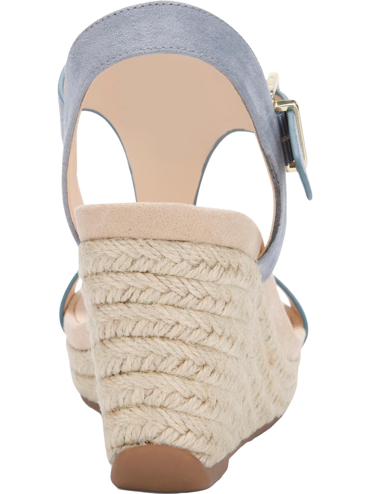 Kenneth Cole Reaction Feminino Card Solid T-Strap Espadrille Salto Alto Azul Tamanho 11 M