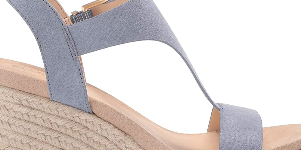 Kenneth Cole Reaction Feminino Card Solid T-Strap Espadrille Salto Alto Azul Tamanho 11 M