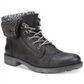 Suéter plataforma feminino White Mountain, gola de malha, punho felpudo, acolchoado, confortável, Sandro, bico redondo, salto bloco, botas de amarrar, cinza, tamanho 6,5 M