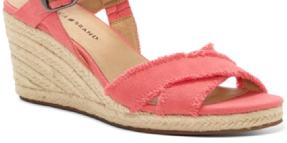 Lucky Brand Alpargatas femininas de lona Margaline Wedge Laranja Tamanho 10 M
