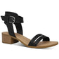 Sandálias femininas Sun + Stone Alecta de couro sintético com tiras, pretas, tamanho 10 M
