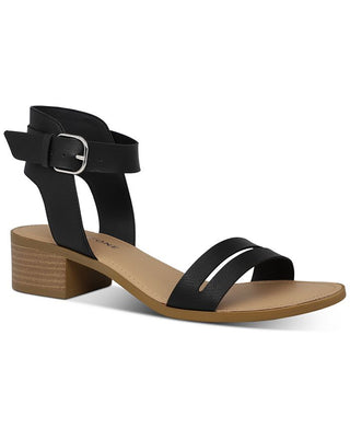 Sandálias femininas Sun + Stone Alecta de couro sintético com tiras, pretas, tamanho 10 M