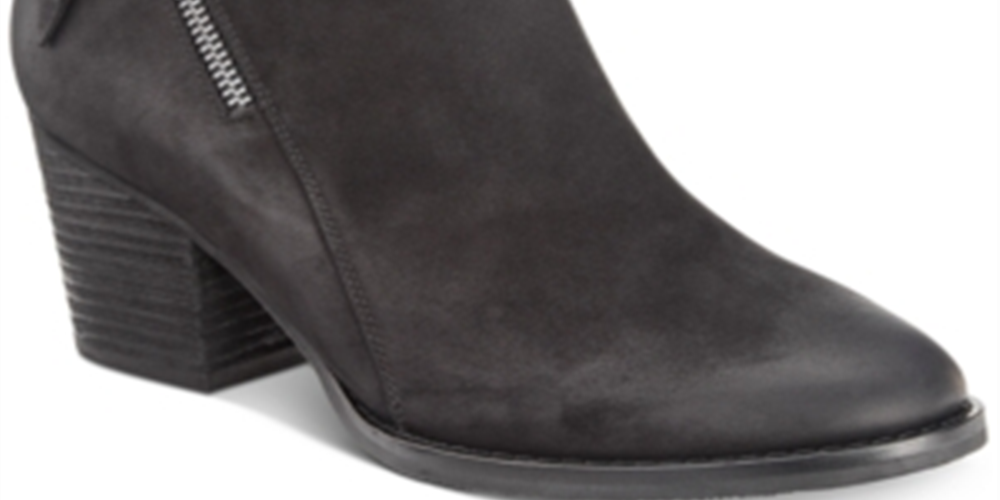 Botas femininas Aqua College estilo ocidental com zíper acolchoado e salto bloco, bico amendoado, pretas, tamanho 9,5 M